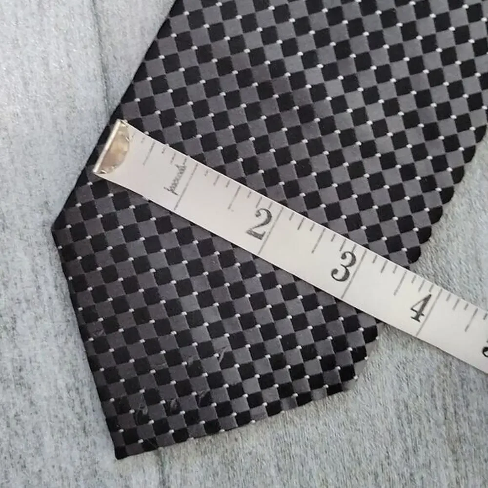 Donald J Trump Signature Collection Black & Gray Checked Silk Necktie